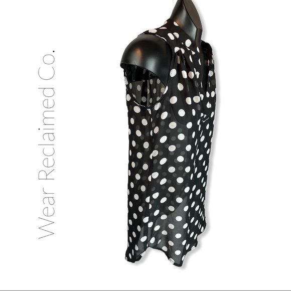 Black & White Polka Dot Sleeveless Tunic Top - Picture 5 of 7